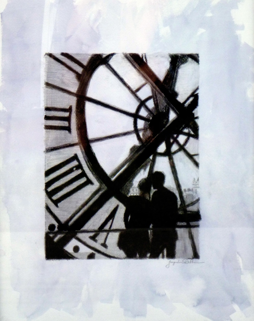 musée d'Orsay, drawing, sketch, clock, time, love, romance, view, paris, charcoal, fine art