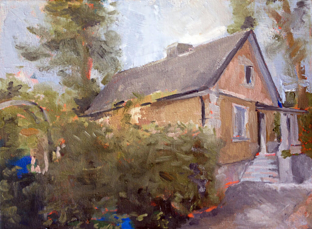 poland, house, farm house, landscape, oil painting, fine art, garden painting, impressionist
