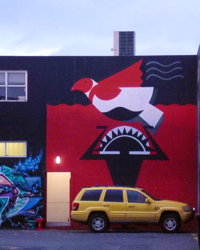Yellow Jeep, Mural, Graffiti, New Zealand, Lake Taupo, Car, Gritty, City